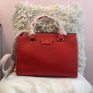 kate spade red-orange large handbag